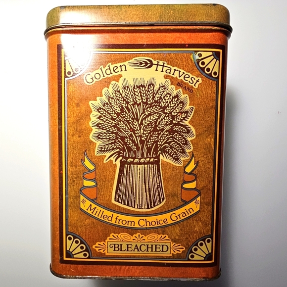 Vintage Golden Harvest Bleached Flour Tin Canister with Lid - Picture 10 of 16